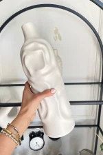 Mom Dalgalı Vazo Set Krem