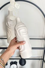 Mom Dalgalı Vazo Set Krem