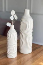 Mom Dalgalı Vazo Set Krem