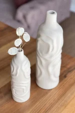 Mom Dalgalı Vazo Set Krem