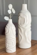 Mom Dalgalı Vazo Set Krem