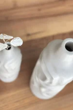 Mom Dalgalı Vazo Set Krem