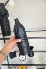 Mom Dalgalı Vazo Set Siyah