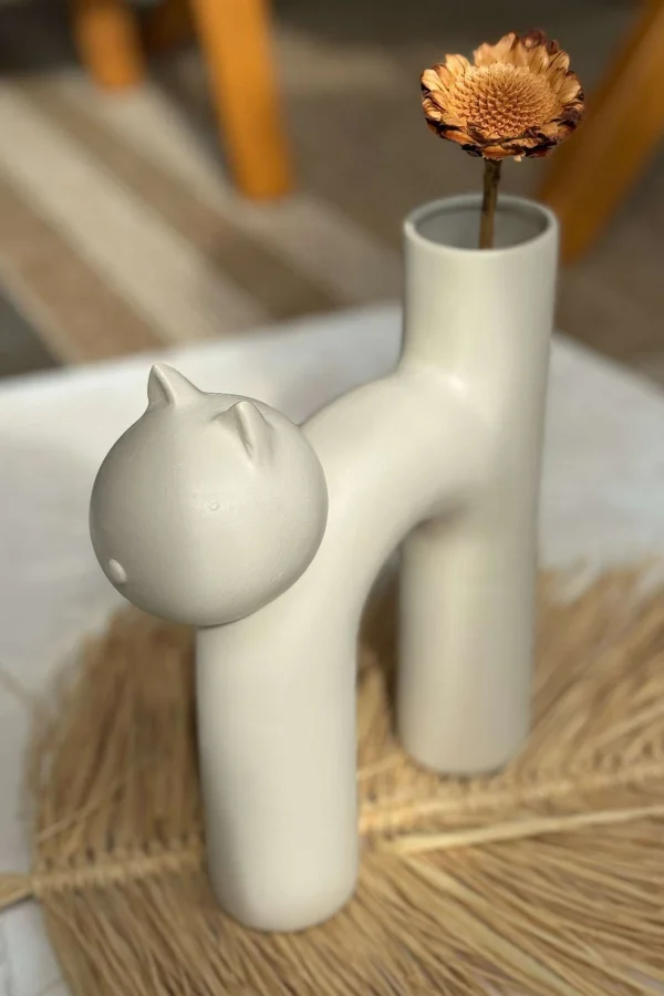 Mom Kedi Vazo Krem