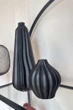 Mom Kıvrımlı Vazo Set Siyah