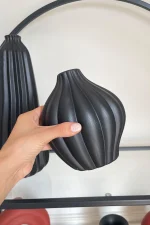 Mom Kıvrımlı Vazo Set Siyah