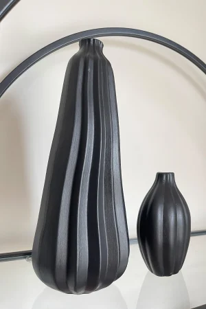 Mom Kıvrımlı Vazo Set Siyah