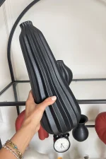 Mom Kıvrımlı Vazo Set Siyah