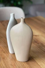 Mom Dalgalı Vazo Set Krem